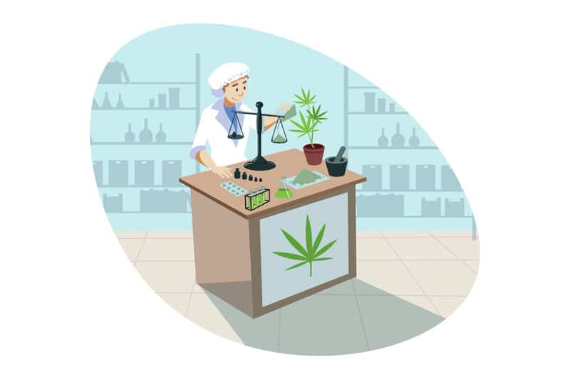 illustration of cannabis worker, job in the cannabis industry 