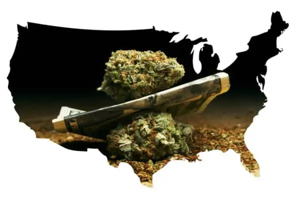 US map with weed in it, medical marijuana states