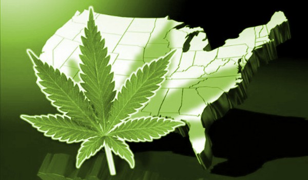 map of the US with a weed leaf, cannabis legalization who's next