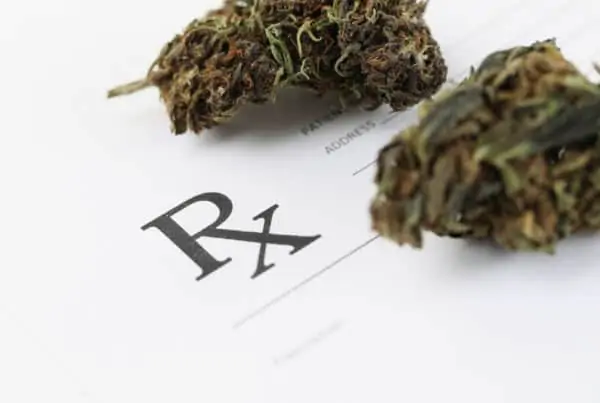 rx paper next to weed, getting a medical marijuana card in Canada