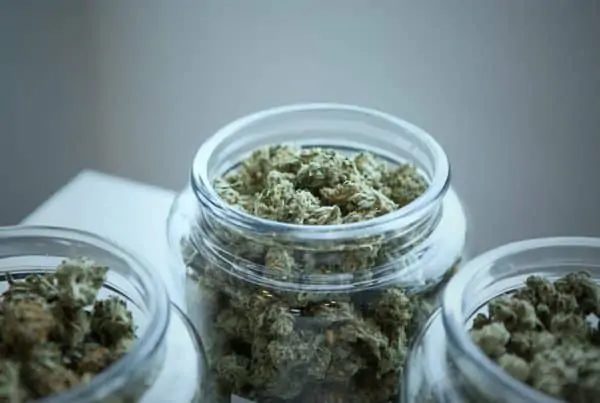 weed in glass jars, marijuana caregiver in California