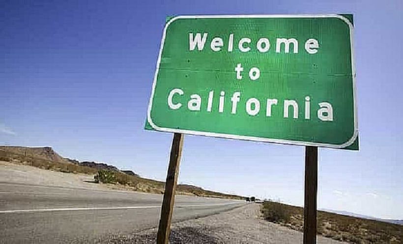 California Cannabis Growers Battle With Water Shortage. Welcome to California sign.