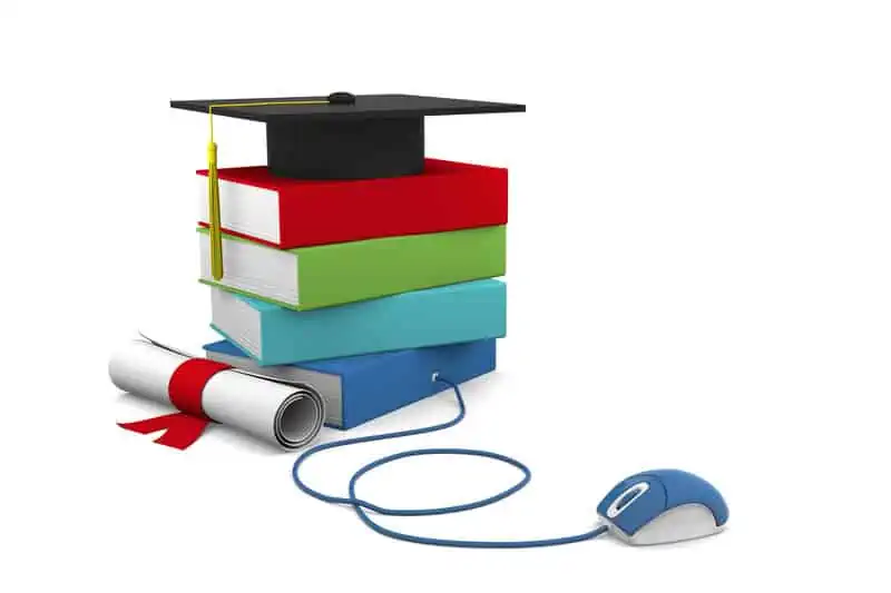 stack of books with diploma and mouse isolated on white, Ottawa cannabis college