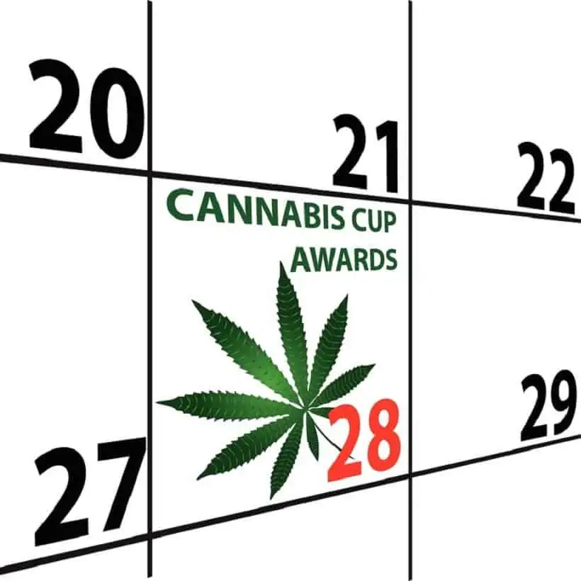 A Look Back at The Best Marijuana Events of 2018. Calendar with cannabis cup awards.