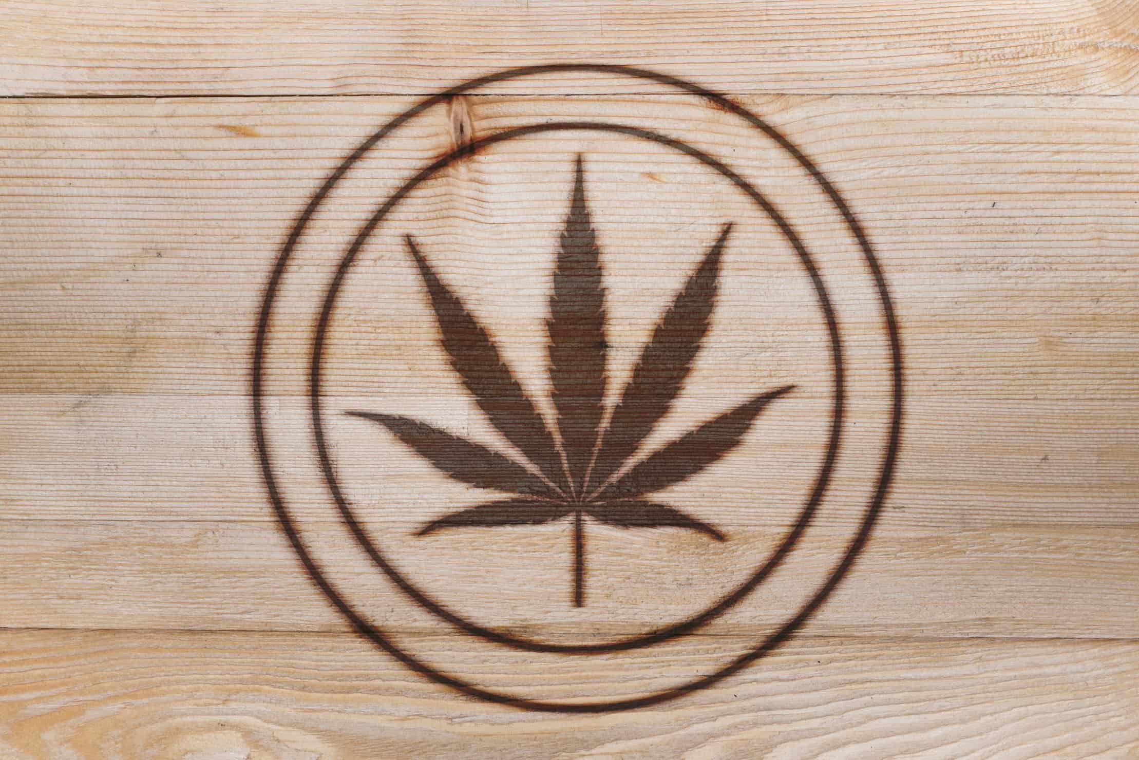 Build Your Marijuana Brand: An Interview with Budd Branding. Weed symbol on a wood surface.