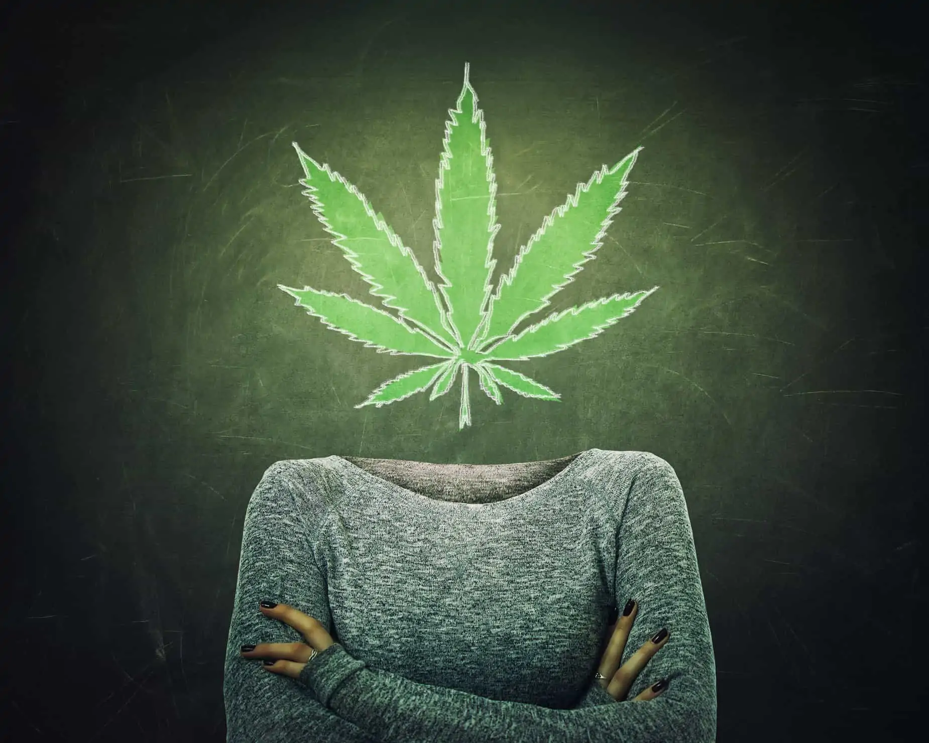 How Women in Marijuana Are Driving The Industry Forward. Person standing with a marijuana leaf as a head.