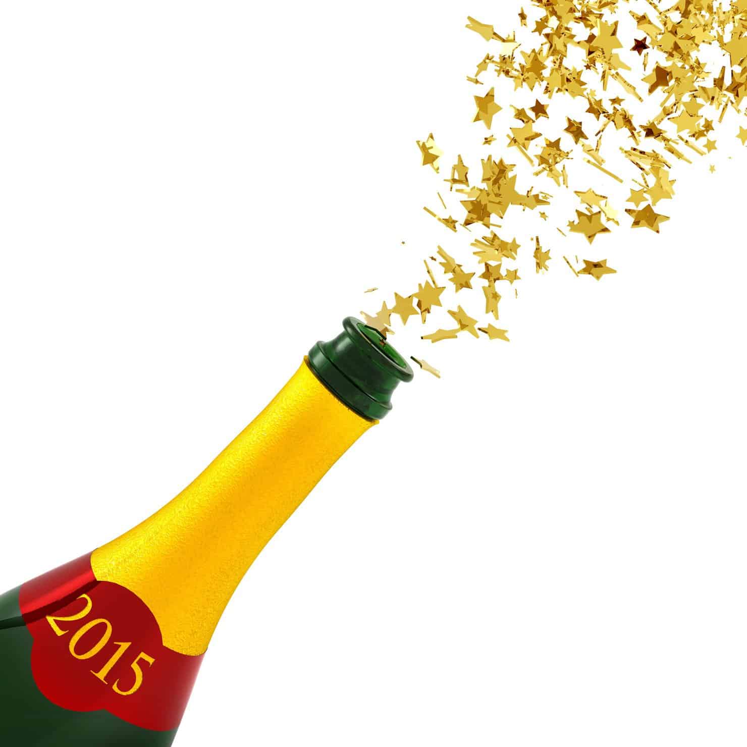 Planning Your Marijuana New Year’s Eve Party. 2015 popped champagne bottle 
