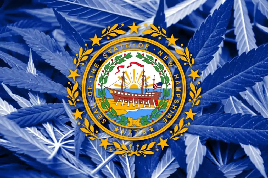 How To Start Growing Commercial Marijuana in New Hampshire. Flag of New Hampshire.