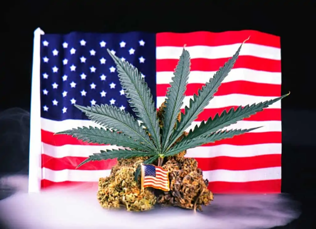 These Two Pieces of Recent Marijuana Legislation Could Be Huge. American flag and marijuana leave.
