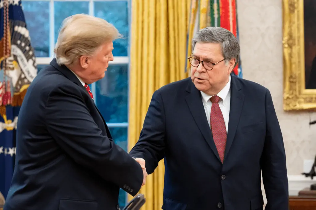 A Look At The New Attorney General and His Marijuana Views. President Trump Shaking Mr. Barr's hand.