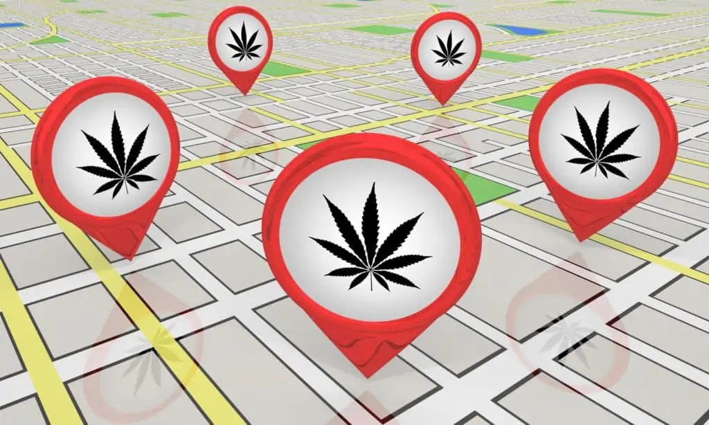 The Challenges Of Operating Marijuana Businesses In Multiple States. Google maps with weed points