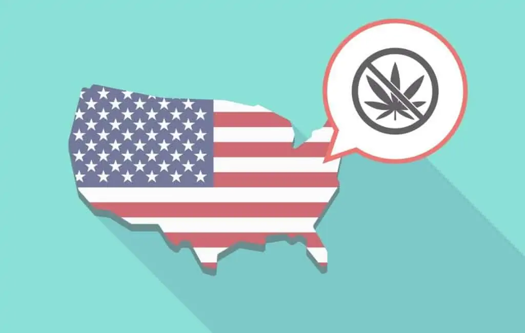 Marijuana on a map of the United States