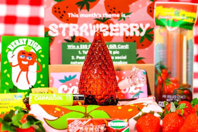 strawberry theme cannabis box subscription by cannabox