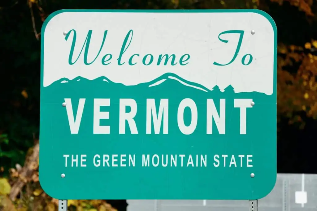 Medical Cannabis Card in Vermont. Vermont state welcome sign