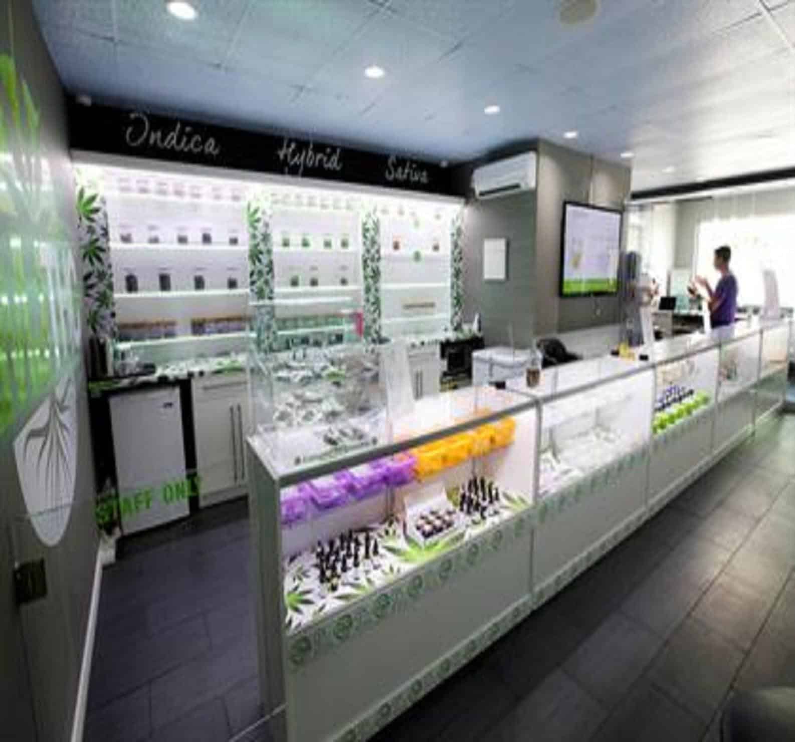 How Much Does A Dispensary License Run in California? Dispensary countertop and display.