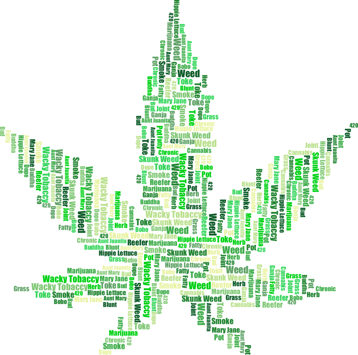 Will Vermont legalize recreational weed? Marijuana leaf made out of words.
