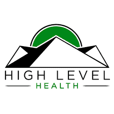 High Level marijuana dispensary logo in green, black and white.