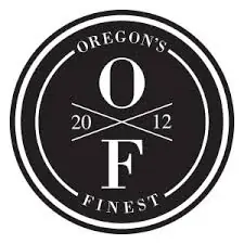Oregon's Finest Weed shop logo in black and white.
