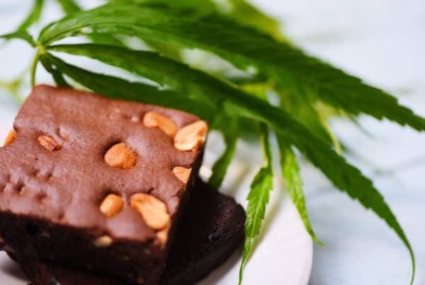 Marijuana brownie recipe using oil with a marijuana leaf