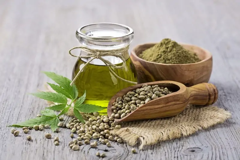 hemp seeds, hemp oil and marijuana leaf, What Is full-spectrum hemp oil?