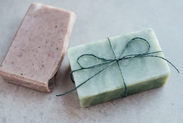 hemp soap in pink and green