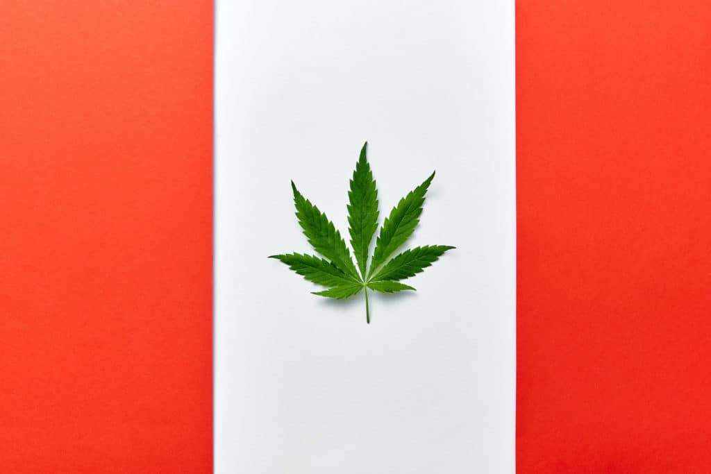 Canadian flag with a cannabis leaf in the middle, Canadian cannabis day