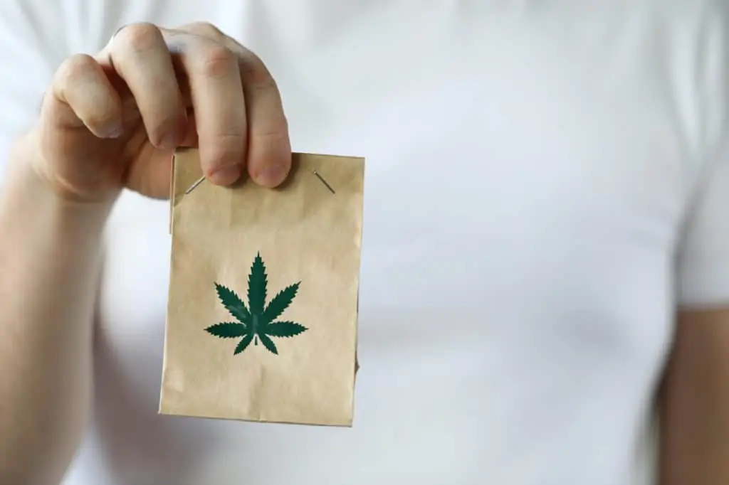 Best Cannabis Gifts for Father's Day 1 had holding paper bag with cannabis leaf on it, cannabis gifts for Father's Day