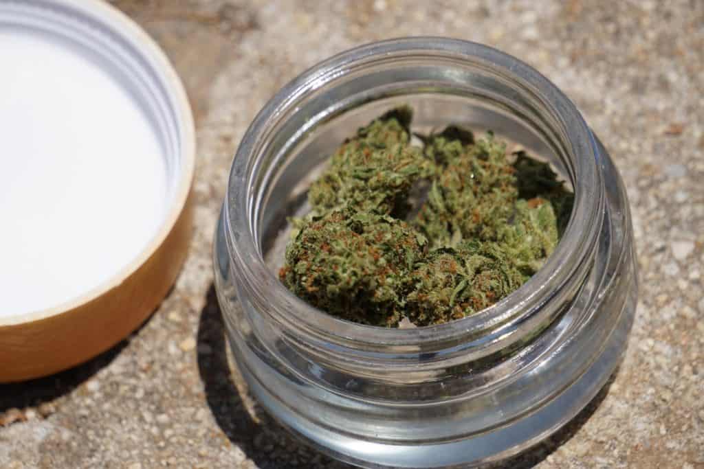cannabis in marijuana jars