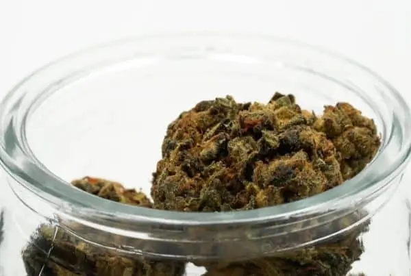 jar with cannabis buds, weed measurements