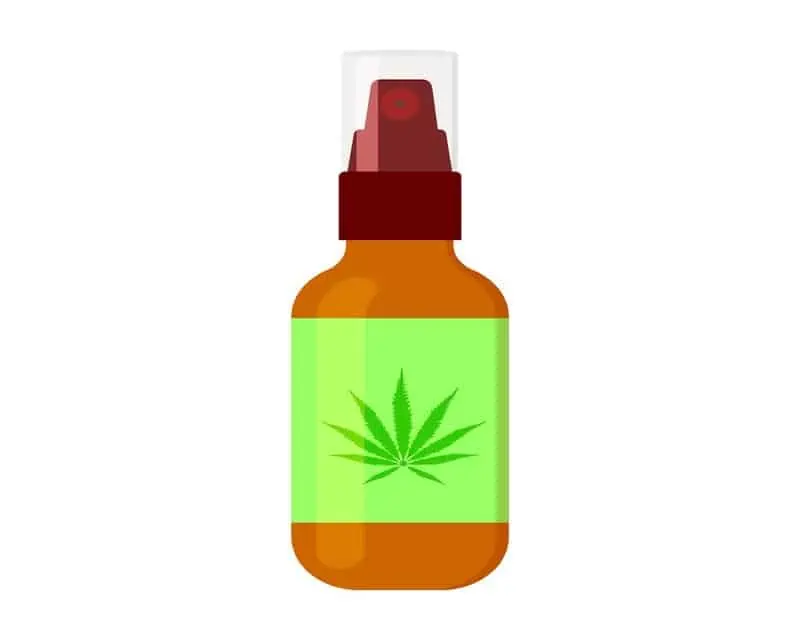 marijuana spray in brown bottle isolated on white