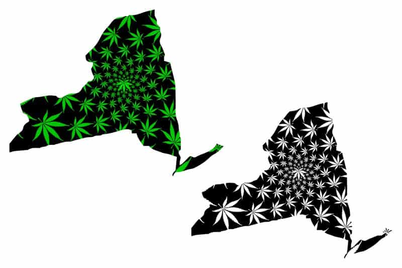 Is weed legal in New York?New York state maps with cannabis leaves. 