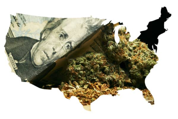 Is weed legal in my state? USA map with weed and money on it.