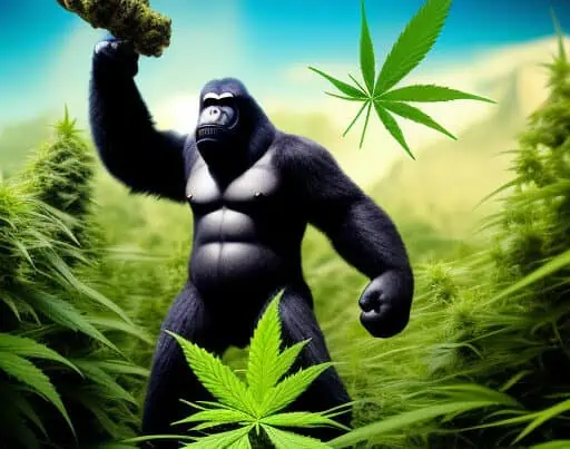 King Kong in cannabis leaves.