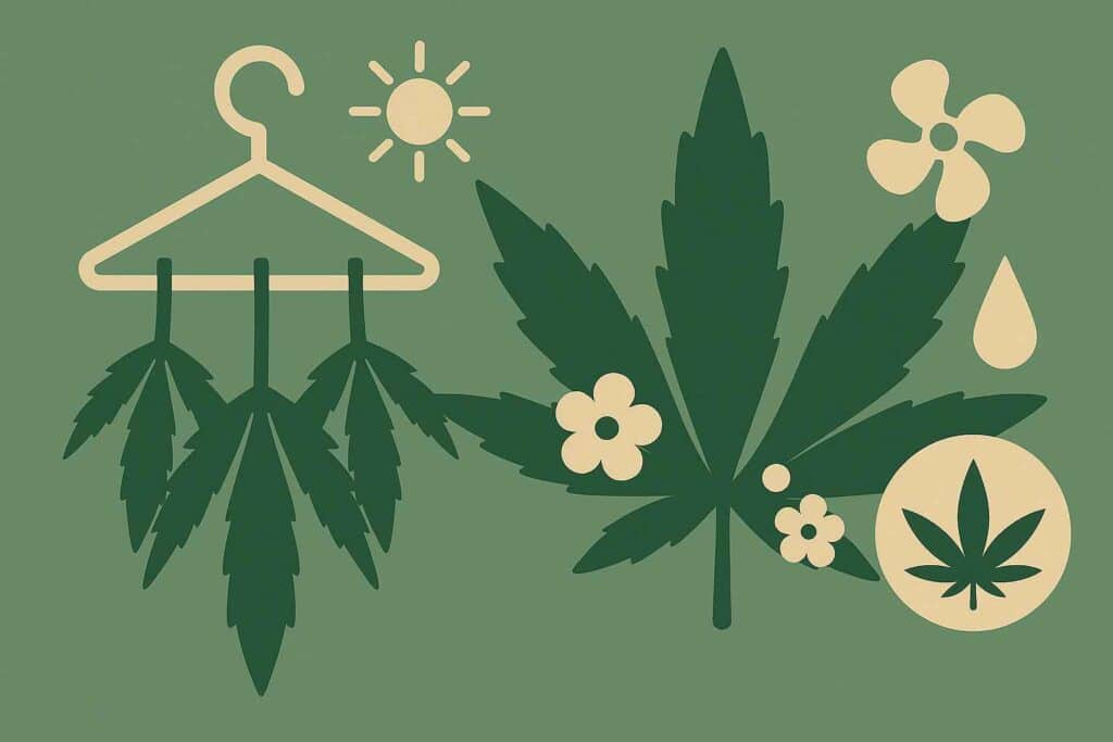 How to Dry Weed : Ultimate Guide 2025 1 how to dry weed. Cannabis hanging in a hanger in an animated image