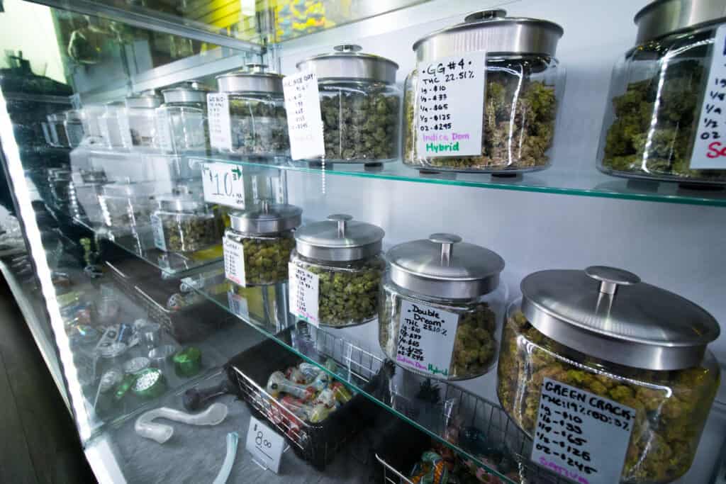 Liberty cannabis dispensary products on shelf