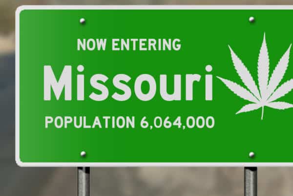 Missouri highway sign with marijuana leaf
