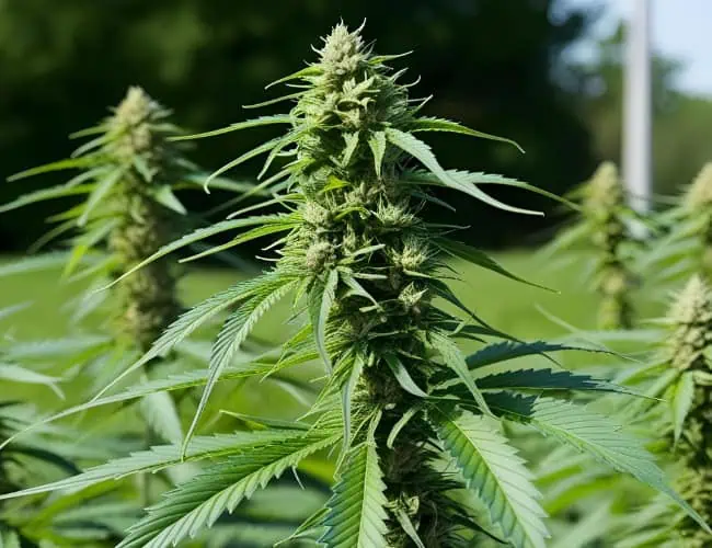 What is the Entourage Effect? 2 cannabis plants growing outside sunlight