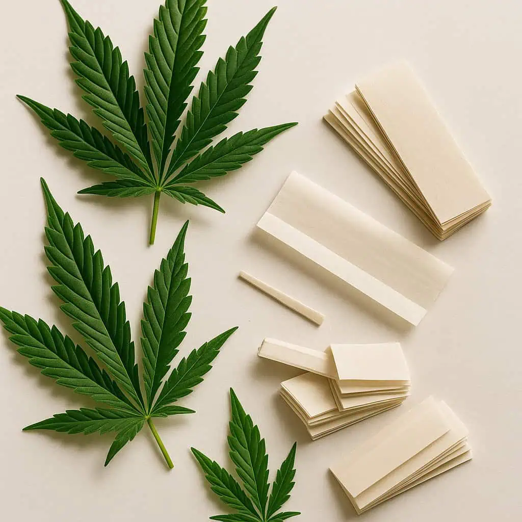 Can You Smoke Marijuana Leaves? Find Out! 1 weed leaves next to rolling papers.