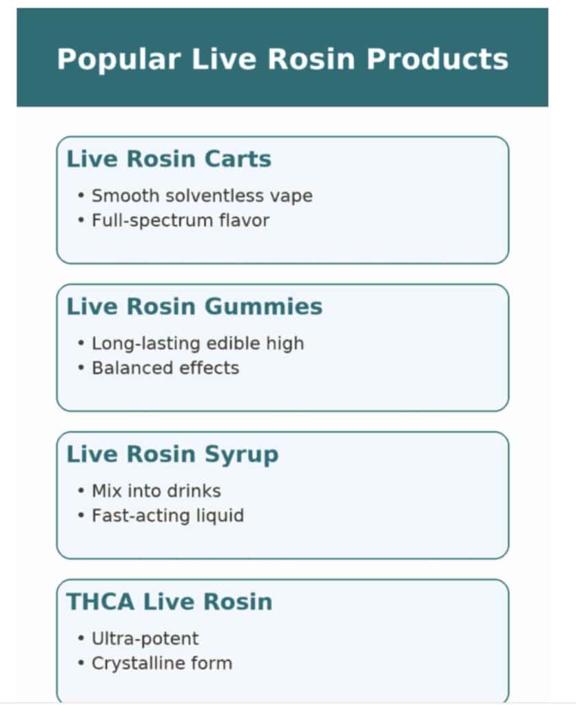What is Live Rosin? Mind-Blowing 2025 Guide 4 popular live rosin products chart with uses