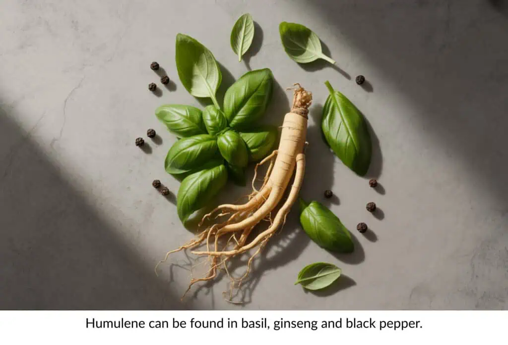 Ultimate List of Terpenes and Terpene Benefits 7 humulene terpene heavy food basil, ginseng and black pepper