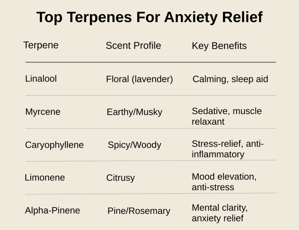 top cannabis terpenes for anxiety relief