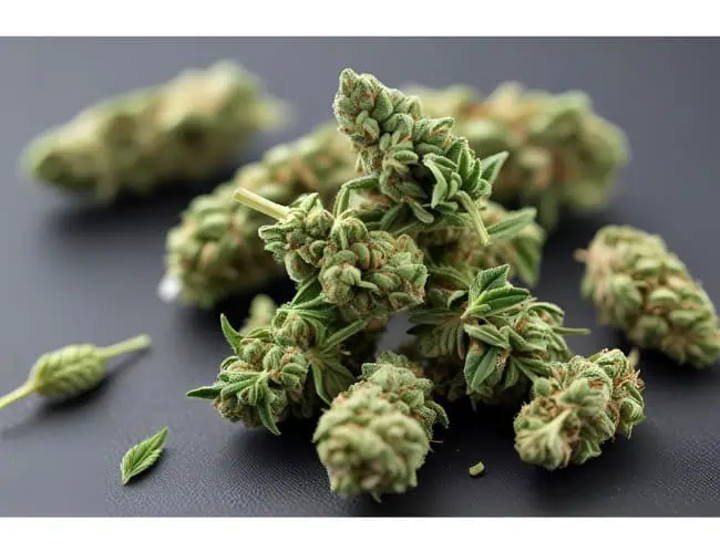 cannabis buds high in cbd on a table