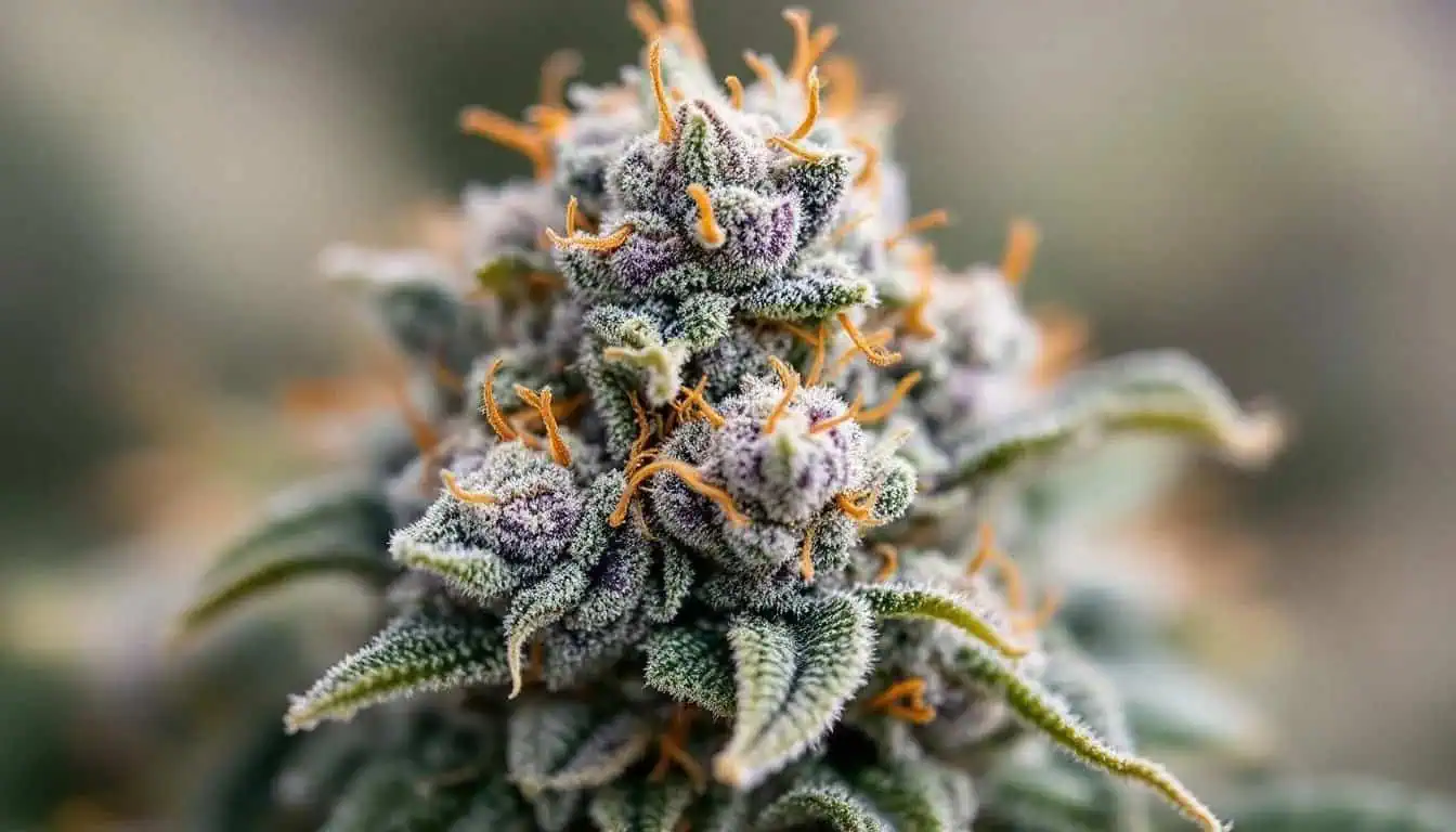 8 Profound Facts About Ghost Train Haze Strain 2 A close-up image of a dense bud from the Ghost Train Haze strain, showcasing its vibrant green color and rich trichome coverage, which hints at its potent THC levels and aromatic profile. The bud's texture and appearance suggest a sativa dominant hybrid known for its smooth smoke and therapeutic benefits, including stress relief and mental clarity.