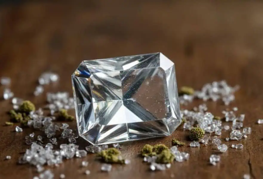 thc diamonds on a wood table